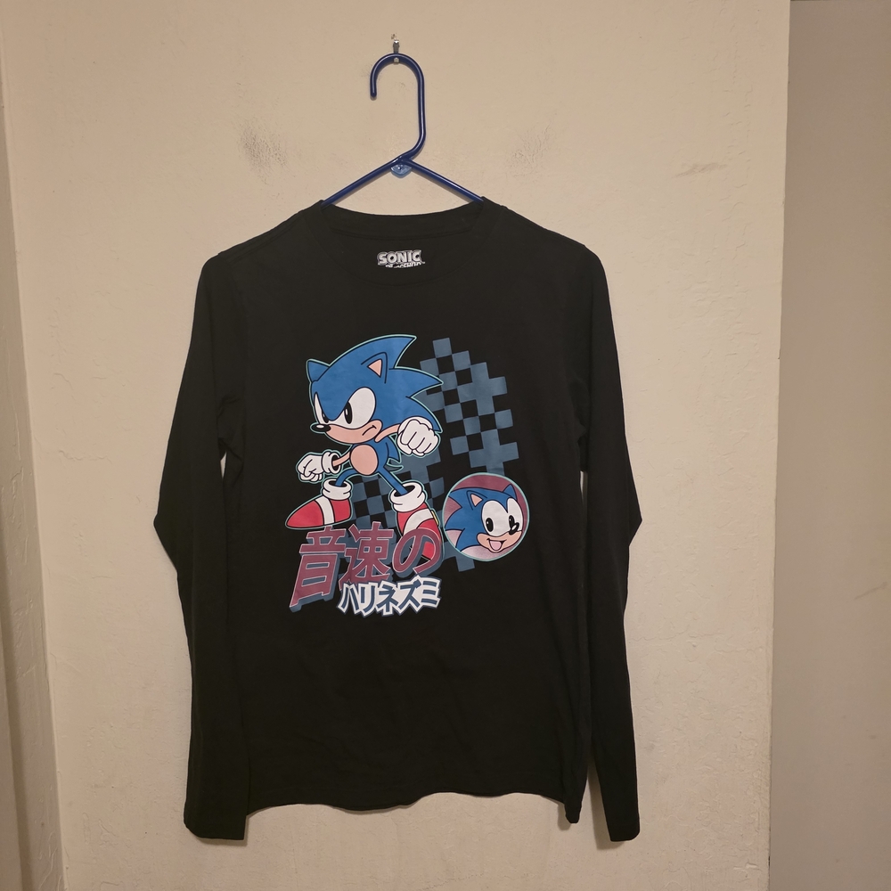 Sonic the Hedgehog Black Long Sleeve Kids Tee Size XL